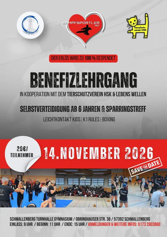 Benefizlehrgang - Selbstverteidigung - Sparringtreff - Schmallenberg - 14.11.2026
