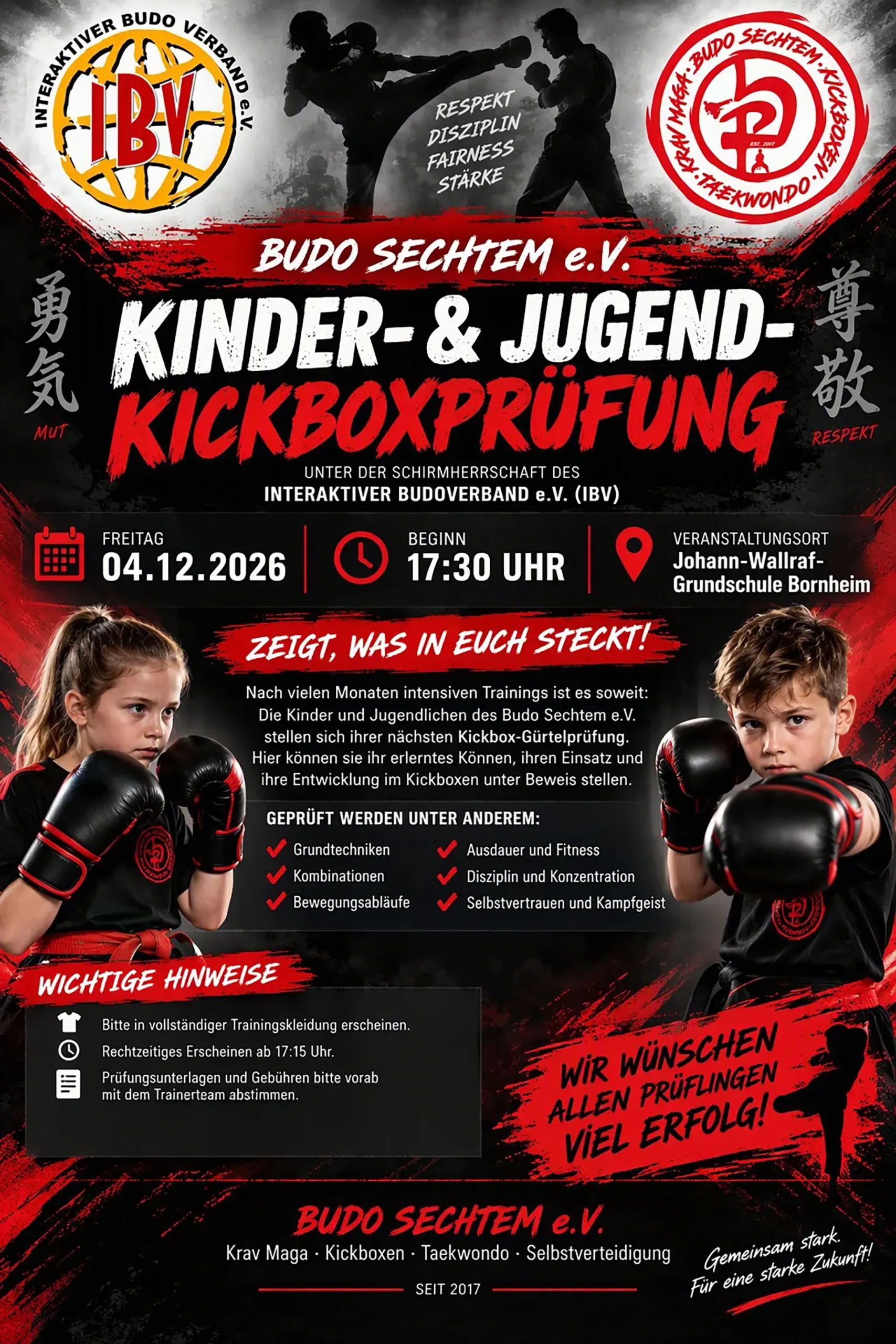 Kinder- und Jugend-Kickboxprüfung beim Budo Sechtem e.V.